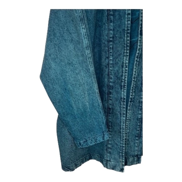 Vintage Sundance Denim Southwestern Concho Teal Aztec Print Acid Wash Coat USA L - Picture 9 of 16